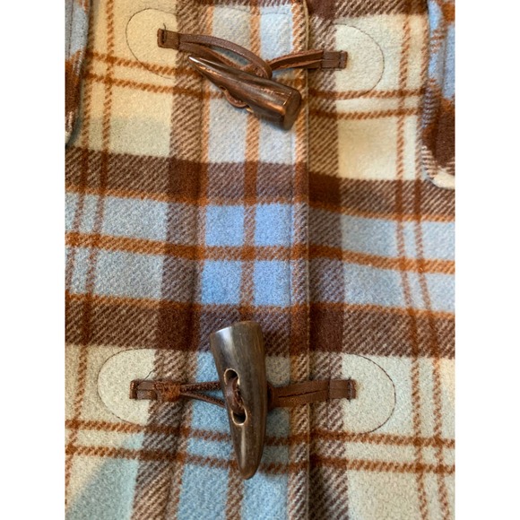 Lands’ End wool blue plaid hooded duffle coat S - Picture 7 of 7